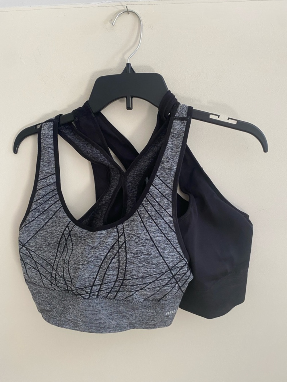 RBX Racerback Sports Bra Black and Gray 2 Pack Large